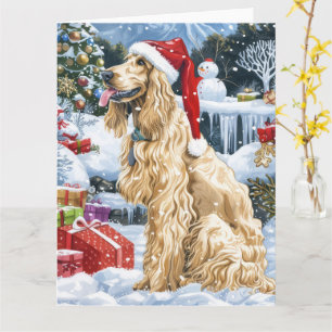 Tarjeta Perro Lebrel Afgano Invierno Maravilla Navidad Ale