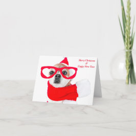 Tarjeta Perro lindo Chihuahua en Santa Claus
