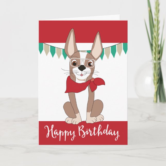 Tarjeta Perro lindo en el cumpleaños de la Banda Roja (Anverso)