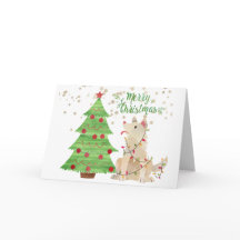 Perro lindo envuelto en Navidades ilumina al lado