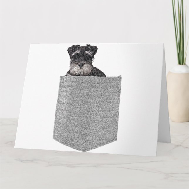 Tarjeta Perro lindo Schnauzer miniatura en tu bolsillo per (Anverso)