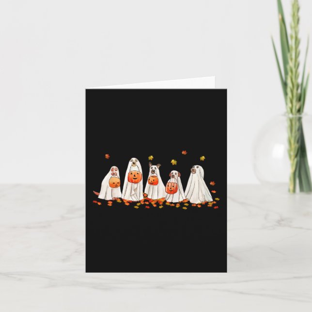 Tarjeta Perro lindo vestido como un boo divertido fantasma (Anverso)