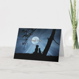 Tarjeta Perro lindo y gato gracias por sentarse Mascota