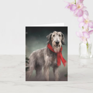 Tarjeta Perro lobo de nieve Navidad