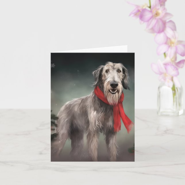Tarjeta Perro lobo de nieve Navidad (Orquídea)