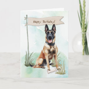 Tarjeta Perro malinés belga criado bajo Rótulo de cumpleañ