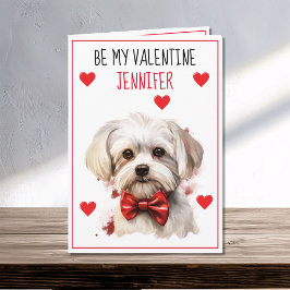 Tarjeta Perro maltés que te añoro Valentine