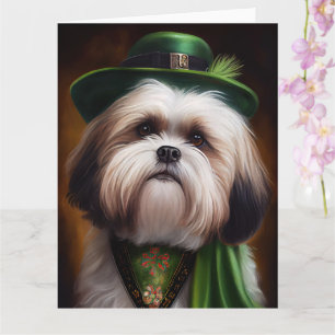 Tarjeta Perro "Malti Tzu" con vestido "Día de San Patricio