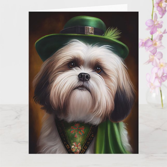 Tarjeta Perro "Malti Tzu" con vestido "Día de San Patricio (Orquídea)