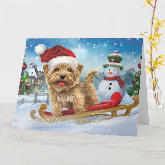 Tarjeta Perro más aterrador en los Navidades de Nieve en S (flor amarilla)