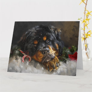 Tarjeta Perro Mastín Tibetano Navidad Festiva