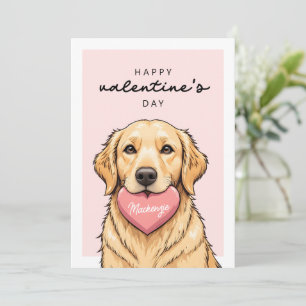 Tarjeta Perro moderno lindo con corazón Feliz día de San V