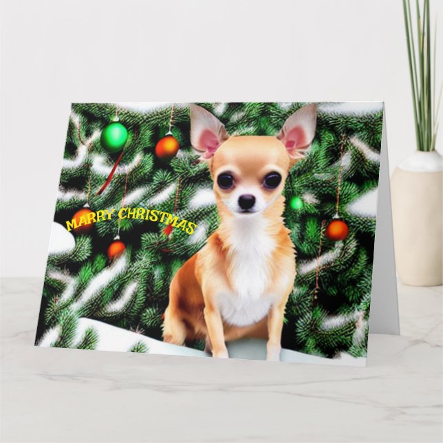 Tarjeta Perro navidad Chihuahua (Anverso)