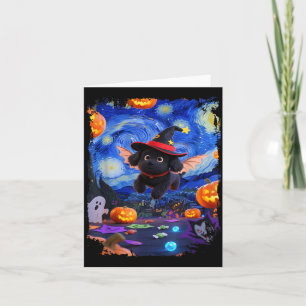 Tarjeta Perro Negro Volador Divertido Arte Estrellado Ciel
