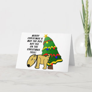 Tarjeta Perro no se mete en el árbol de Navidad