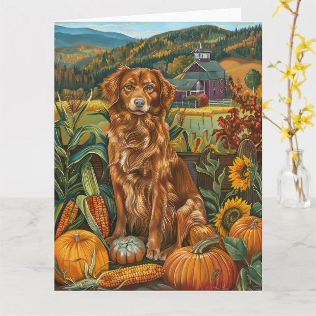 Tarjeta Perro Nova Scotia Duck Toller de otoño Día de Acci (flor amarilla)