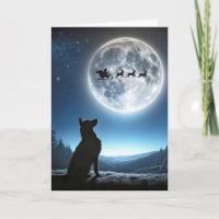 Perro observando a Santa Claus y renos