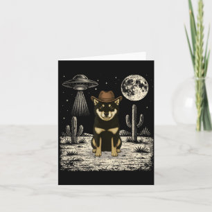 Tarjeta Perro occidental cowboy divertido Shiba Inu Ovni