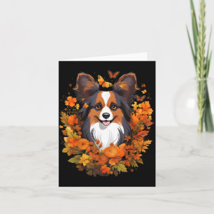 Tarjeta Perro Papillón de Calabaza Halloween Día de Acción