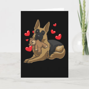 Tarjeta Perro pastor alemán con corazones