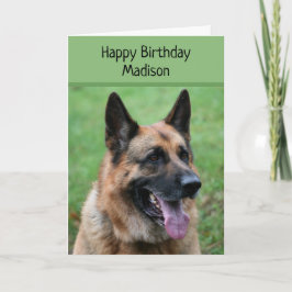 Tarjeta Perro pastor alemán, cumpleaños feliz, personaliza