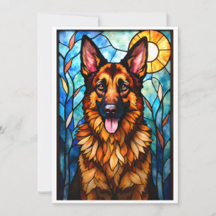 Tarjeta Perro pastor alemán estilo vitral