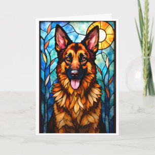 Tarjeta Perro pastor alemán estilo vitral