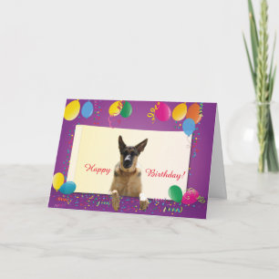 Tarjeta Perro Pastor Alemán Feliz Cumpleaños Globos de Col