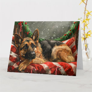 Tarjeta Perro Pastor Alemán Navideño Festivo