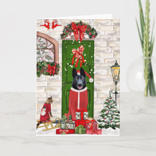 Tarjeta Perro pastor alemán negro Navidad