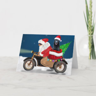 Tarjeta Perro pastor alemán negro Navidad Santa Claus  