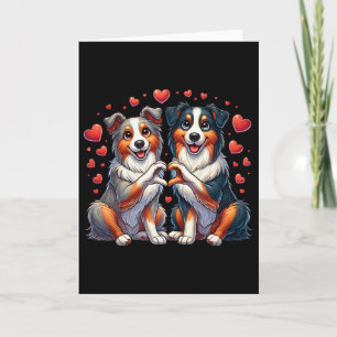 Tarjeta Perro pastor australiano de mano de signo de coraz