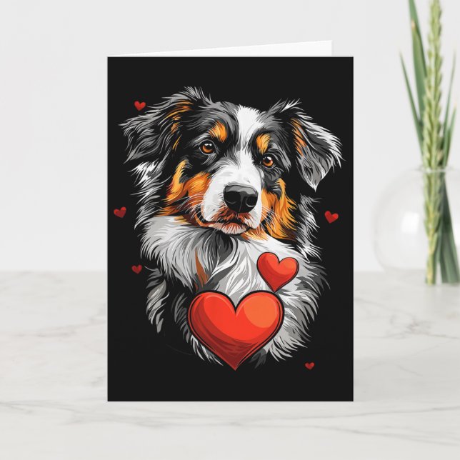 Tarjeta Perro Pastor Australiano del Día de San Valentín  (Anverso)