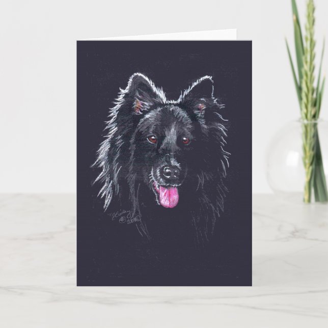 Tarjeta Perro pastor belga en negro (Anverso)