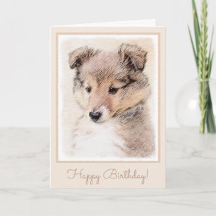 Tarjeta Perro pastor de Shetland Pintura original de perro
