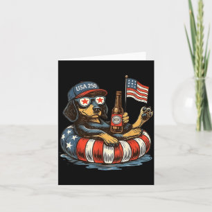 Tarjeta Perro Patriótico Dachshund USA 250 Día de la Indep