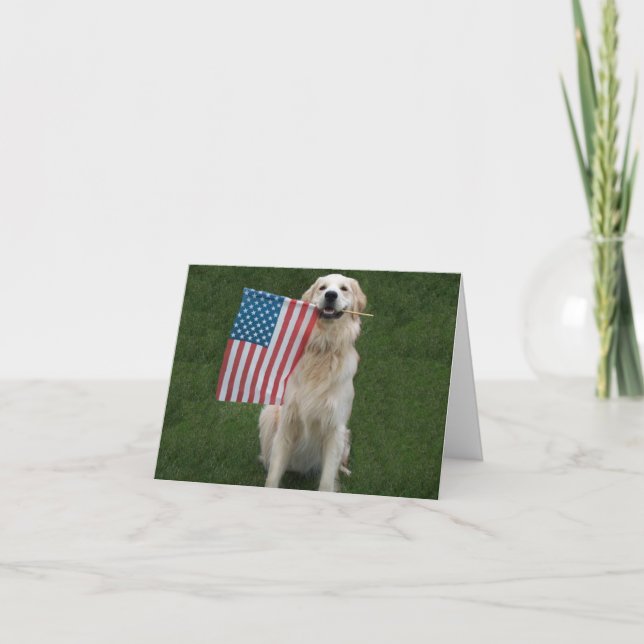 Tarjeta Perro patriótico personalizable (Anverso)