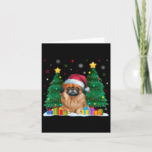 Tarjeta Perro pekinés ama a Santa Hat Navidades feos sueco