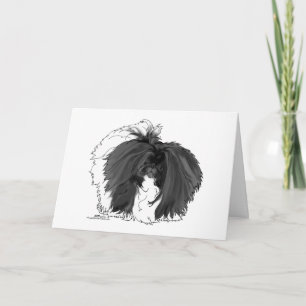 Tarjeta Perro pequinés negro y blanco