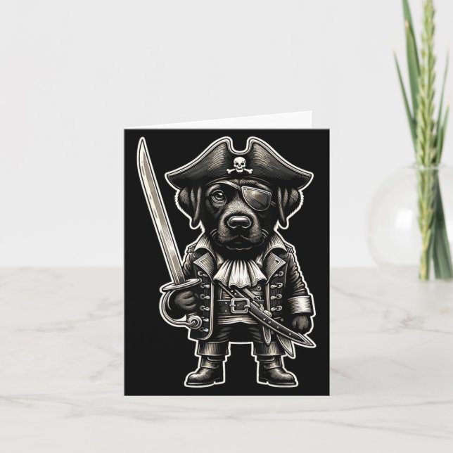 Tarjeta Perro Pirata Labrador Negro Fiesta de Halloween (Anverso)