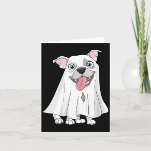 Tarjeta Perro Pitbull Femenino Con Disfraz De Fantasma Bla