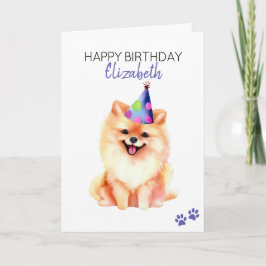 Tarjeta Perro Pomeraniano Personalizado Cumpleaños Feliz