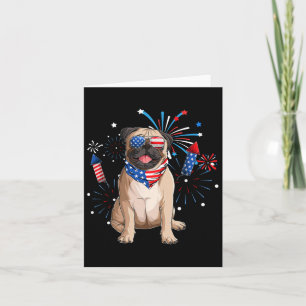 Tarjeta Perro Pug Bandera Americana Usa 4 De Julio Hombres