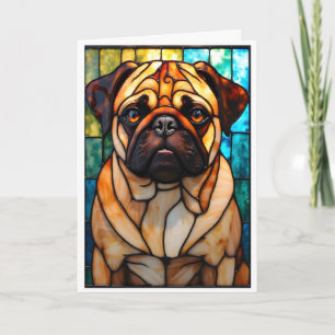 Tarjeta Perro Pug de estilo vidrio emplomado