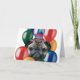 Tarjeta Perro Pug feliz de cumpleaños