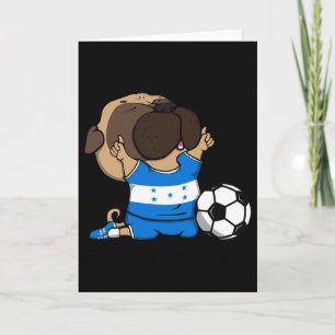 Tarjeta Perro Pug Honduras Jersey de Aficionados al Fútbol