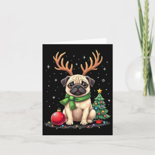 Tarjeta Perro pug reno Navidad Perro amante Familia gracio
