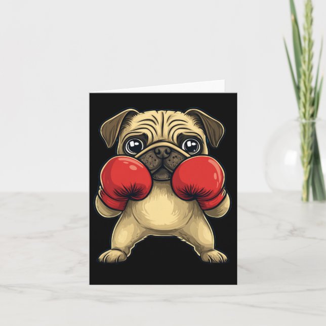 Tarjeta Perro Pug Vestido Como Boxer Gracioso (Anverso)