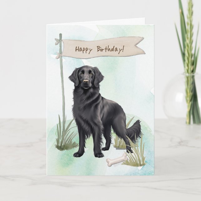 Tarjeta Perro recuperador de capa plana bajo Rótulo de cum (Anverso)