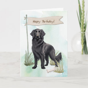 Tarjeta Perro recuperador de capa plana bajo Rótulo de cum